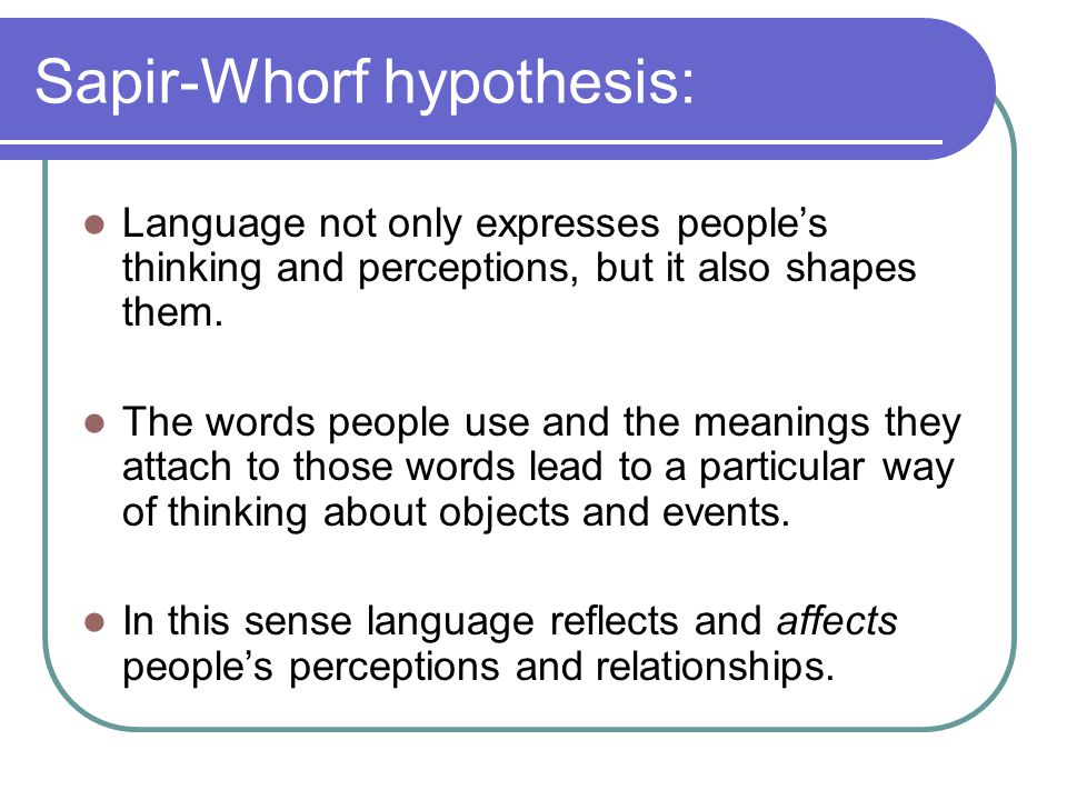 sapir whorf hypothesis psychology